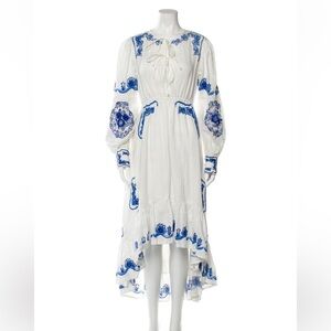 Fillyboo White Dress with Blue Embroidery